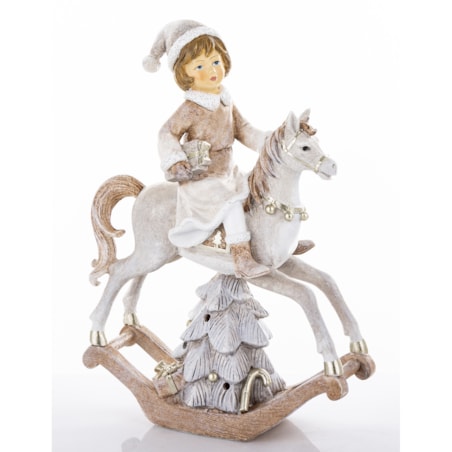 Dekoracja - figurka dziewczynki na koniu na biegunach i 26x18x7 cm LED