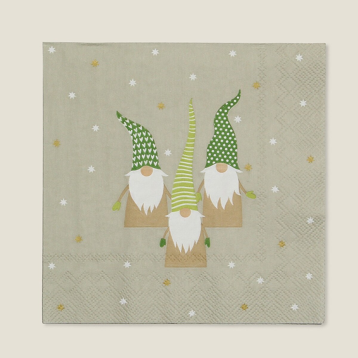 Serwetki świąteczne Gnomes 20 szt. boże narodzenie, święta, świąteczne, beżowy, 16x16x3 cm