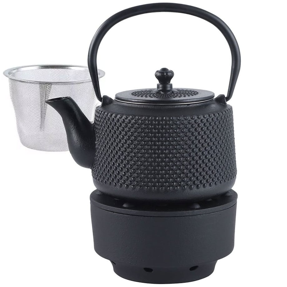 Czajniczek żeliwny z podgrzewaczem Zaparzacz do herbaty ziół 0.8L KINGHOFF
