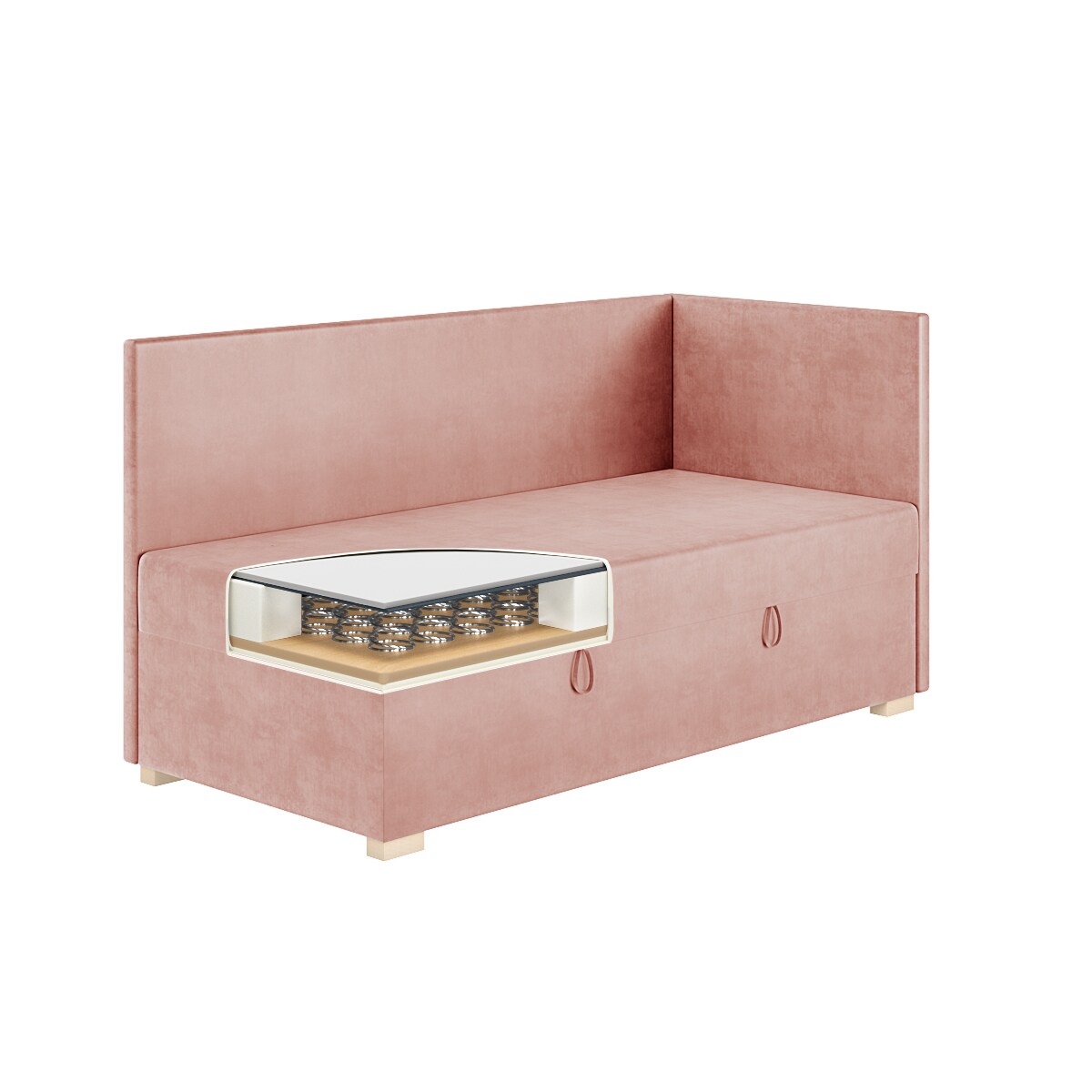 Mesonica Łóżko Flexi, różowe, 90x200, Prawostronne