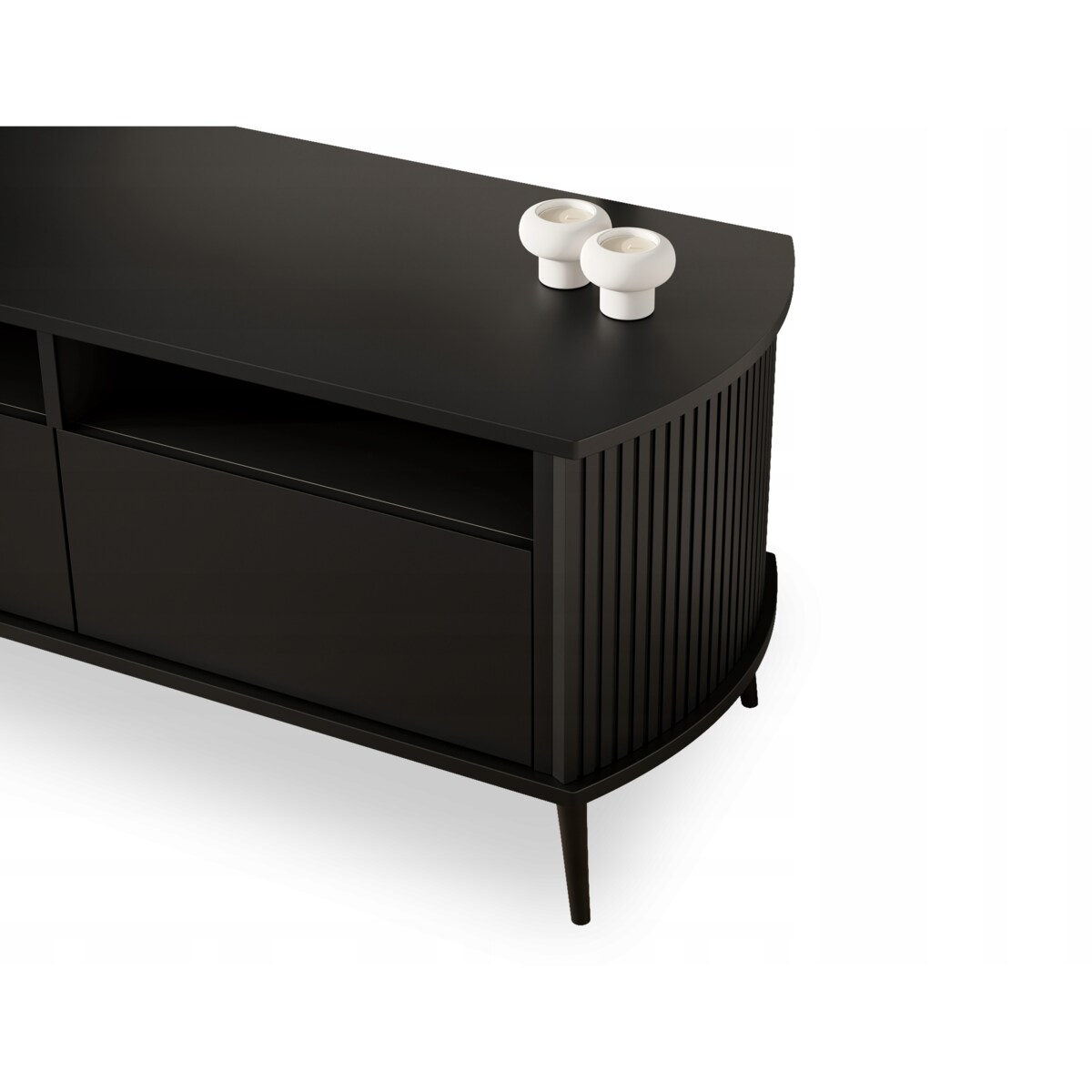 Szafka RTV Pod Telewizor CZARNA Komoda Do Salonu Nóżki PREMIUM VERLO 150cm