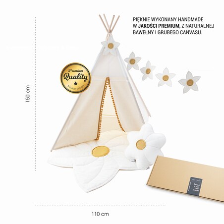 Namiot Tipi Daisy, zestaw z matą, poduszką i girlandą