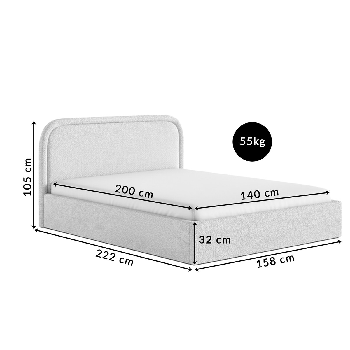 Łóżko Tapicerowane Majesty 140X200 Stelaż Pojemnik Na Pościel Abriamo 02