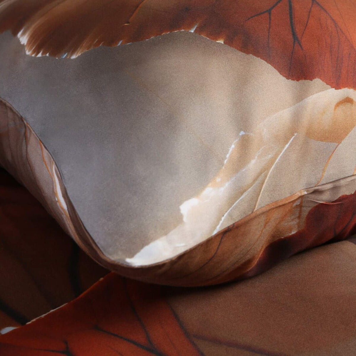 Pościel satyna bawełniana 180x200 Satynlove Premium beżowa w liście