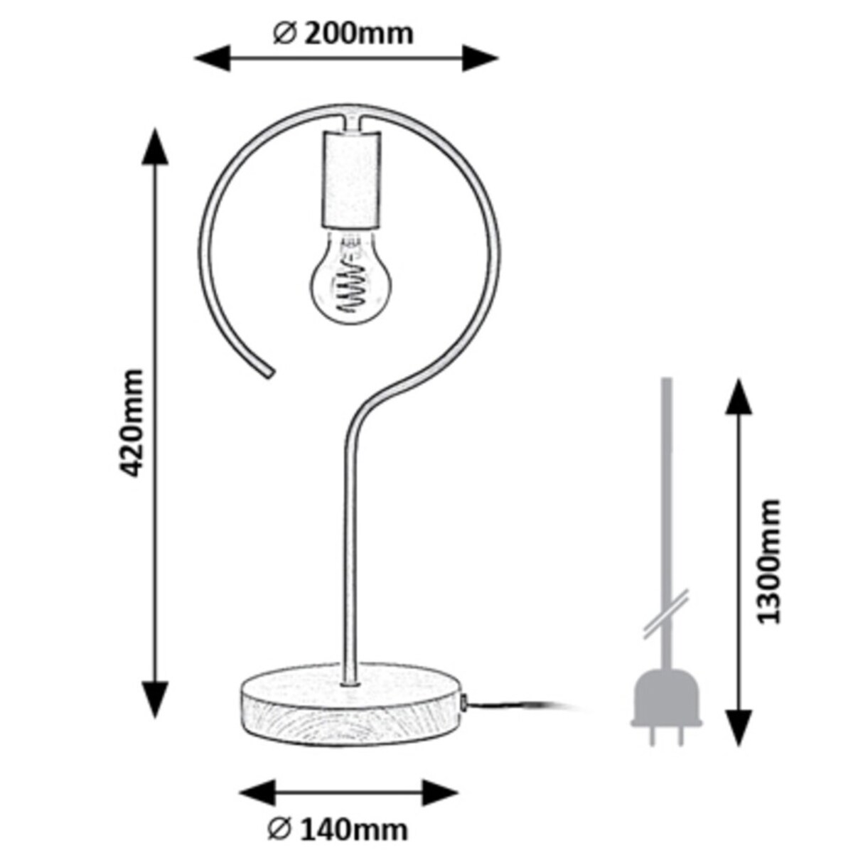Sypialniana lampa nocna Rufin 3220 metalowy pręt czarny drewno industrial