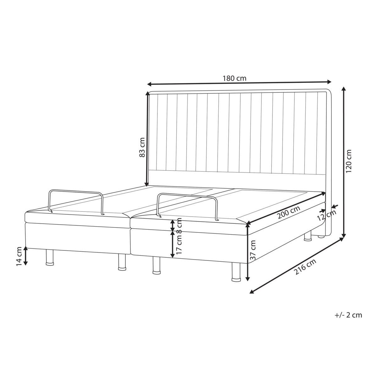 Łóżko regulowane DUKE II 180 x 200 cm Beżowy