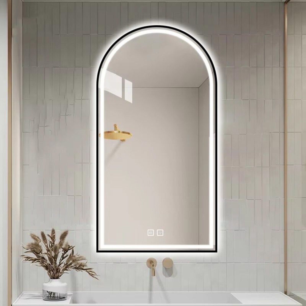 Lustro ścienne LED z czarną ramą DASH BLACK 60x100cm