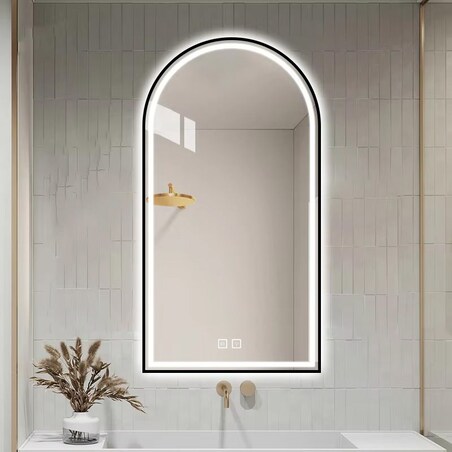 Lustro ścienne LED z czarną ramą DASH BLACK 60x100cm