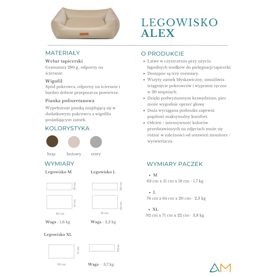 Animood Legowisko Alex rozmiar: L, kolor: brązowy, materiał: welur