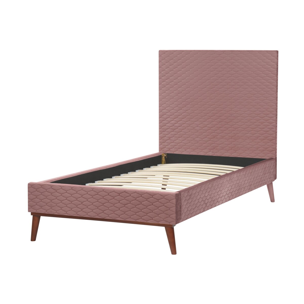 Łóżko welurowe 90 x 200 cm różowe BAYONNE