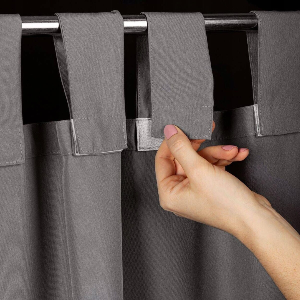 Zasłona Ogrodowa Tarasowa Taras 155 x 220 Ciemno Szara na Szelkach Rzepy