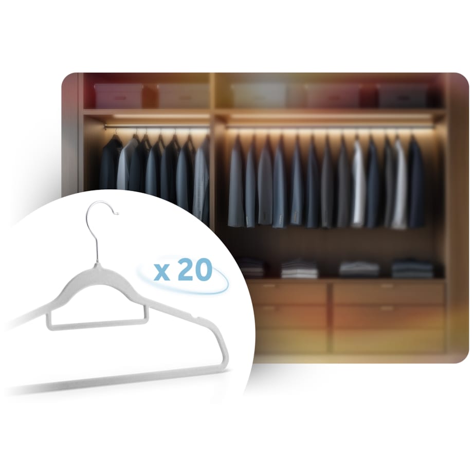 Wieszaki na ubrania welurowe do szafy zestaw 20szt. Massido