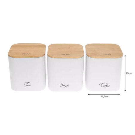 Zestaw 3 pojemników kawa herbata cukier biały KINGHOFF