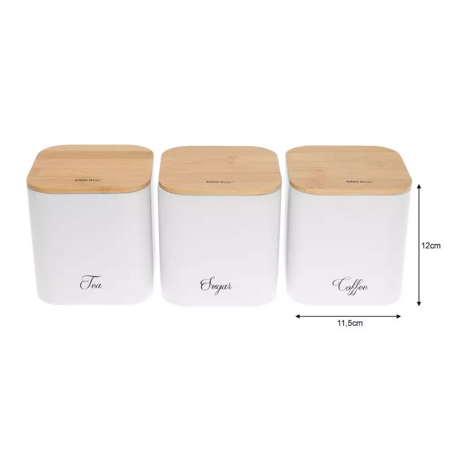Zestaw 3 pojemników kawa herbata cukier biały KINGHOFF