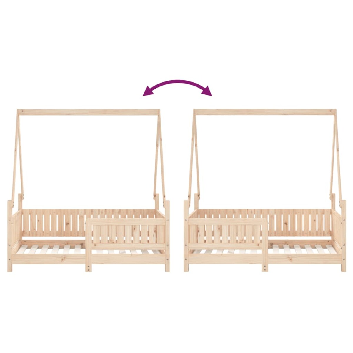 vidaXL Rama łóżka dziecięcego, 70x140 cm, drewno sosnowe