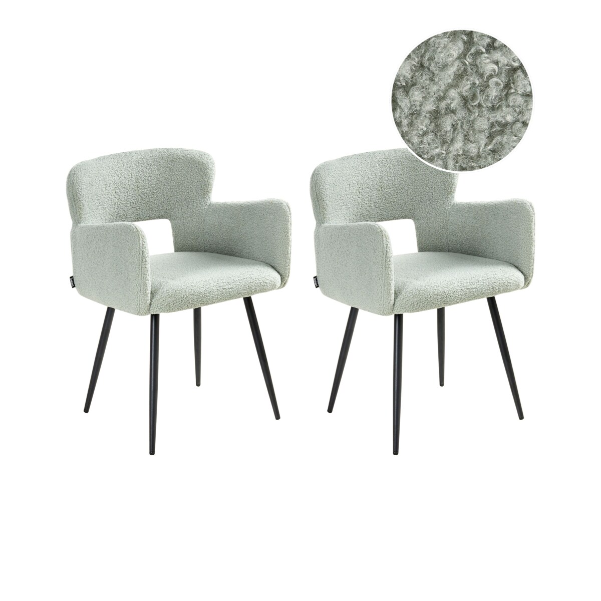 Zestaw 2 krzeseł do jadalni SANILAC Boucle Jasnozielony