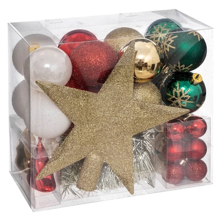 Zestaw ozdób świątecznych w różnych kolorach, 44 elementy