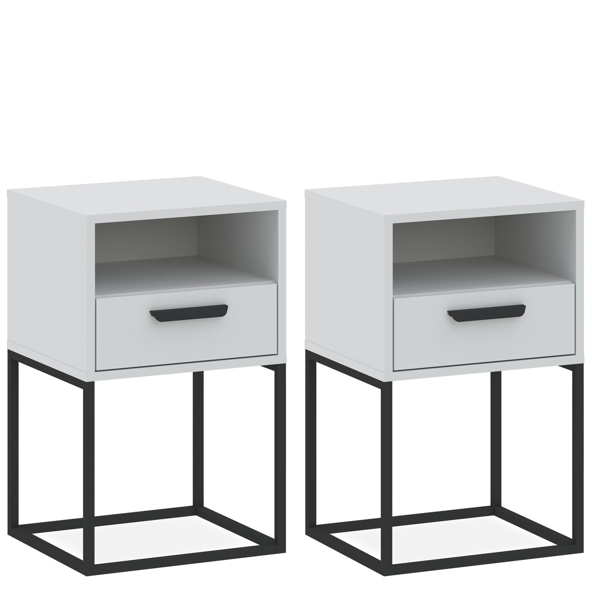 Konsimo RECTUS Zestaw stolików nocnych 2szt.w kolorze białym