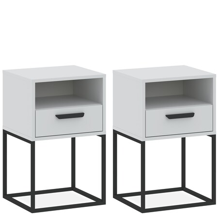 Konsimo RECTUS Zestaw stolików nocnych 2szt.w kolorze białym