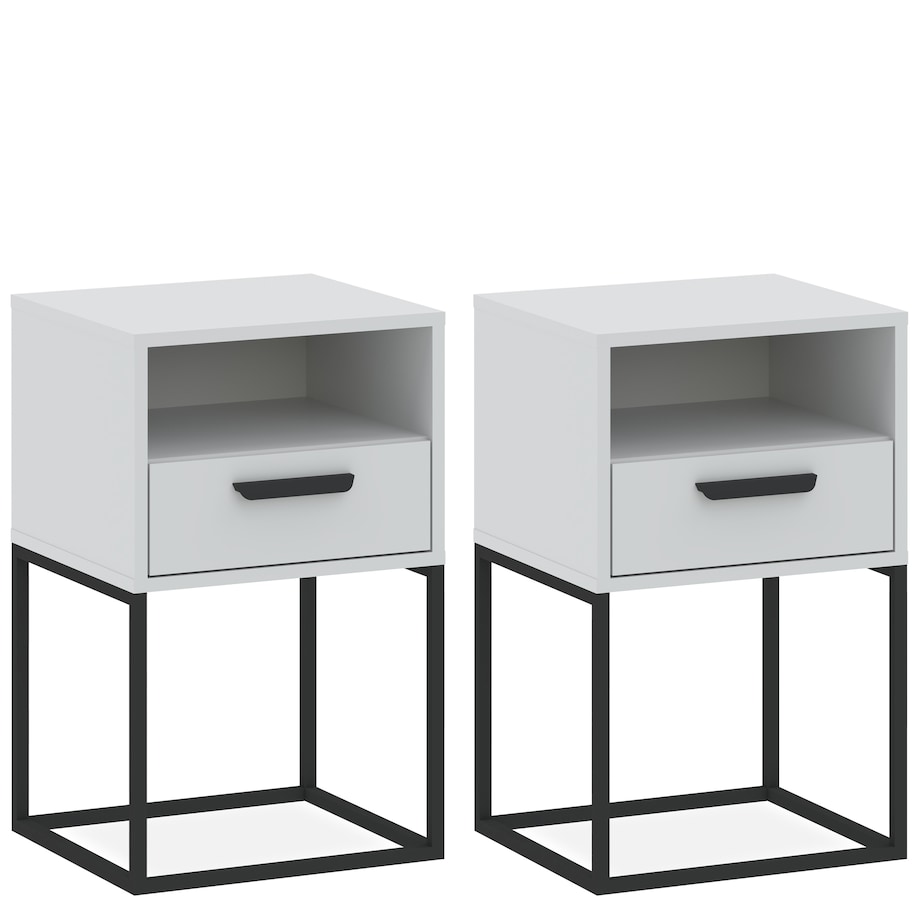Konsimo RECTUS Zestaw stolików nocnych 2szt.w kolorze białym
