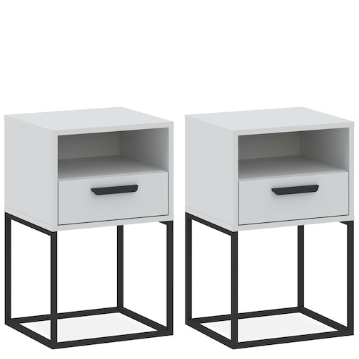 Konsimo RECTUS Zestaw stolików nocnych 2szt.w kolorze białym