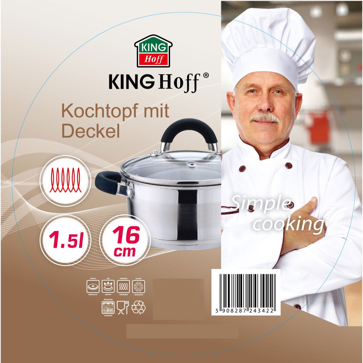 Garnek stalowy na indukcję gaz 1.5L 16cm KINGHOFF