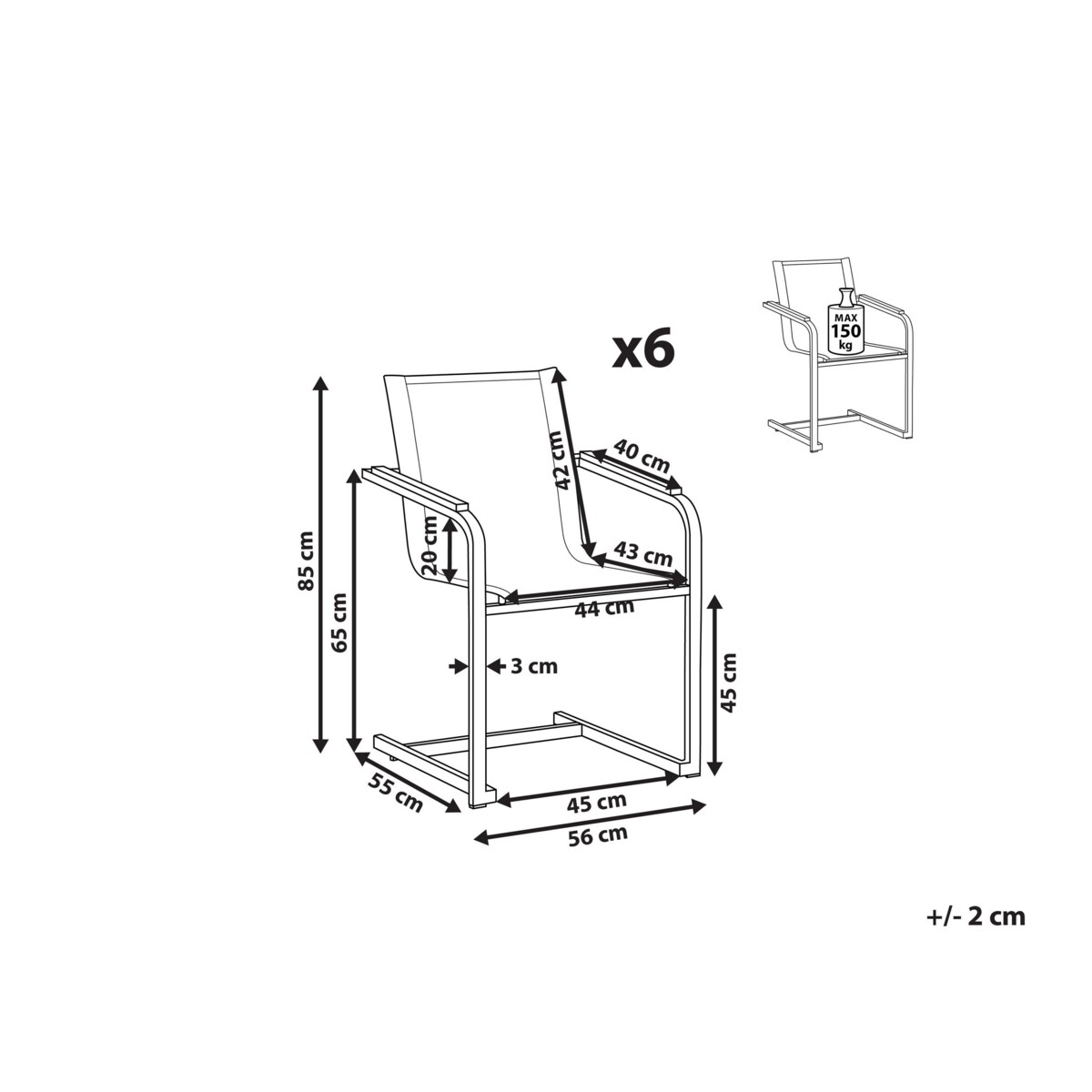 Zestaw 6 krzeseł ogrodowych beżowy COSOLETO
