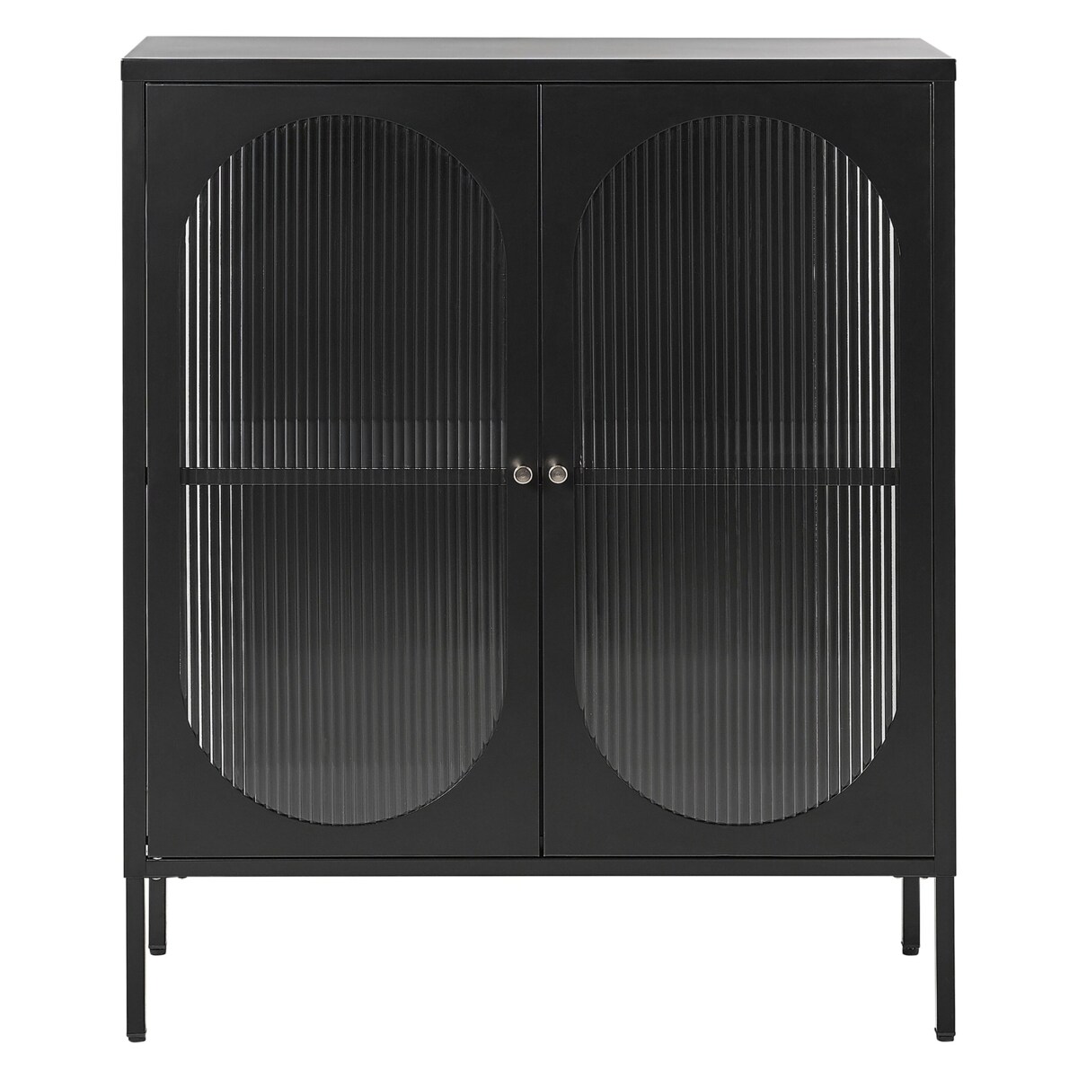 Szafka dwudrzwiowa metalowa ze szklaną gablotą czarna SARRE