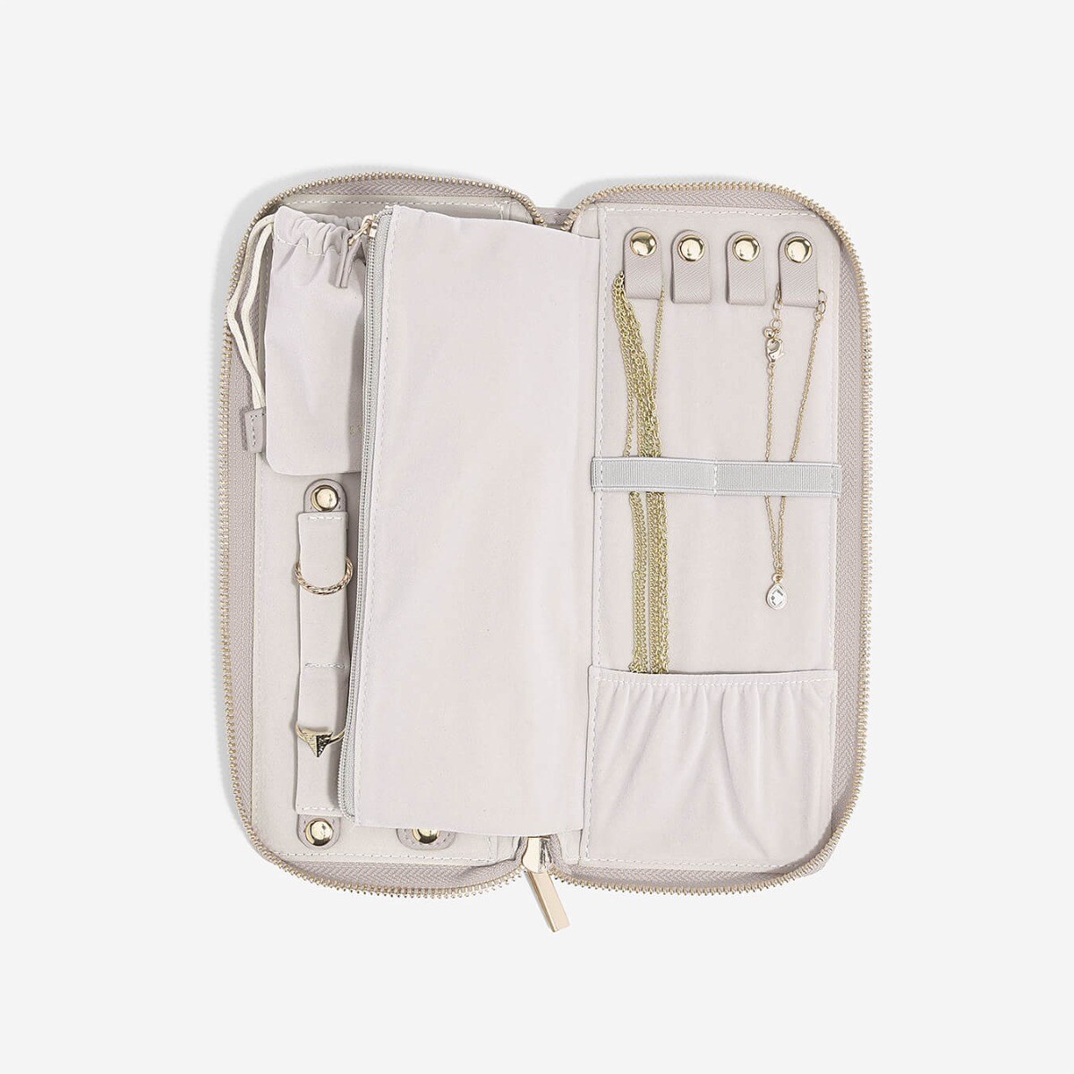 Pudełko podróżne na biżuterię z miejscem na pierścionki Stackers taupe