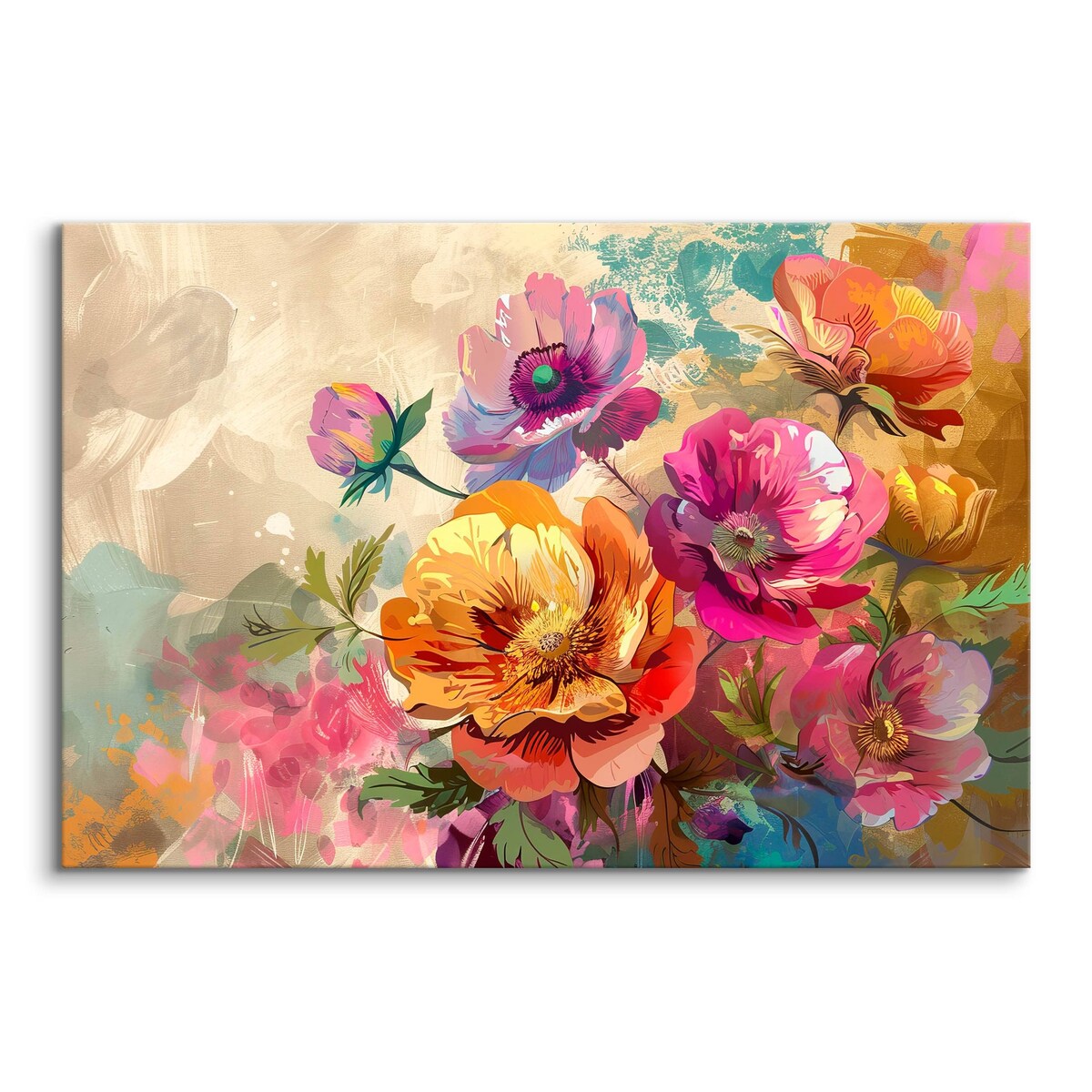 Obraz Na Płótnie Do Jadalni Akwarelowe Polne Kwiaty Natura Rośliny 120x80cm