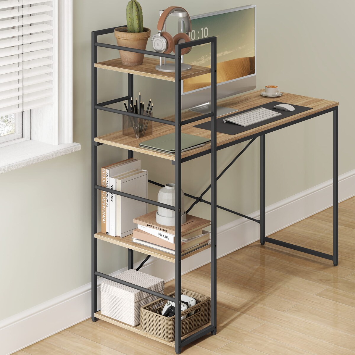 Biurko Komputerowe Max 4.0 Dąb Sonoma, Czarny