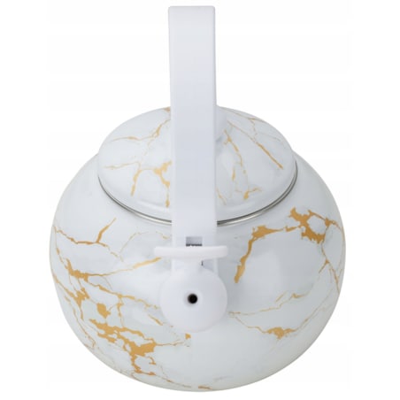 Czajnik Emaliowany Retro 2.2L Z Gwizdkiem Biały Stal Węglowa Indukcja Gaz