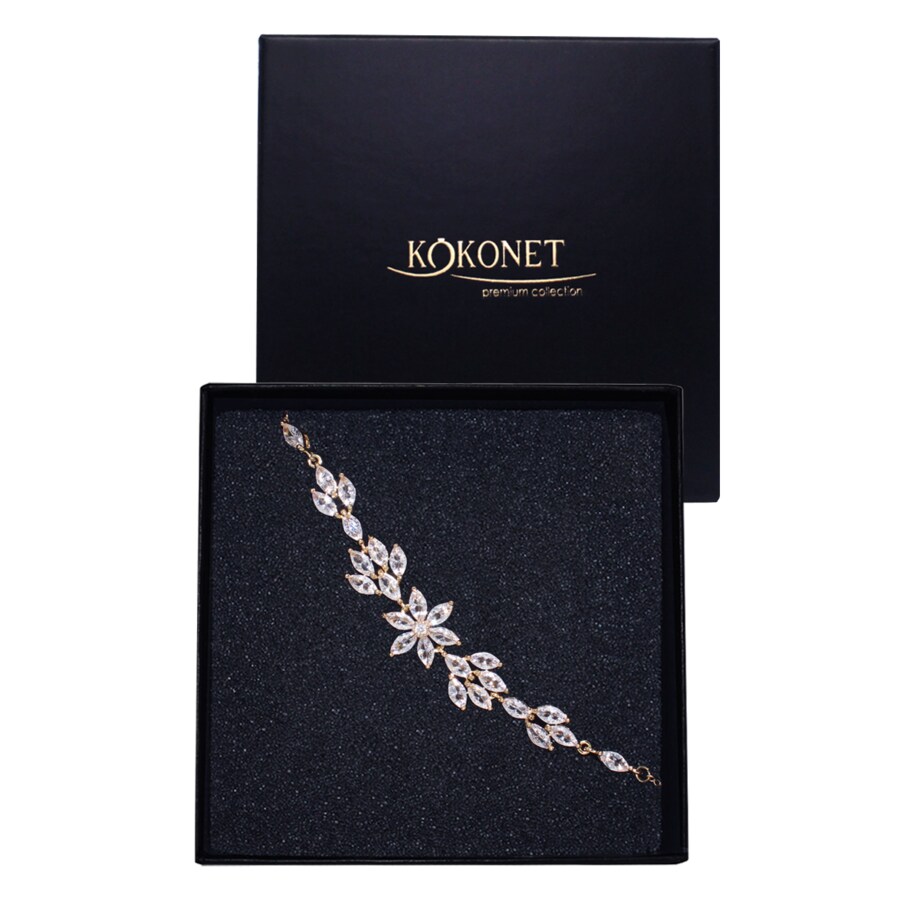 Bransoletka ślubna złota ślubna cyrkonie lekka boho RUSTYKALNA zapięcie jakość