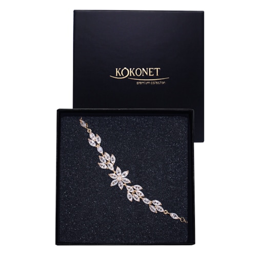 Bransoletka ślubna złota ślubna cyrkonie lekka boho RUSTYKALNA zapięcie jakość