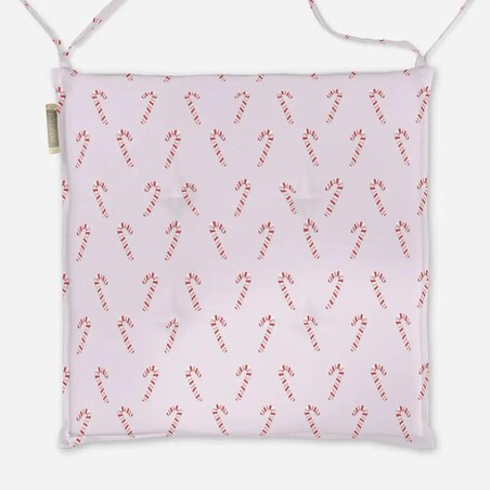 Poduszka świąteczna na krzesło - Laski świąteczne - róż