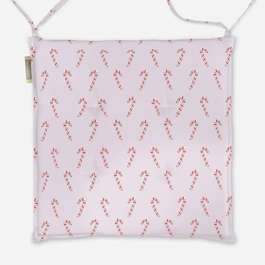 Poduszka świąteczna na krzesło - Laski świąteczne - róż