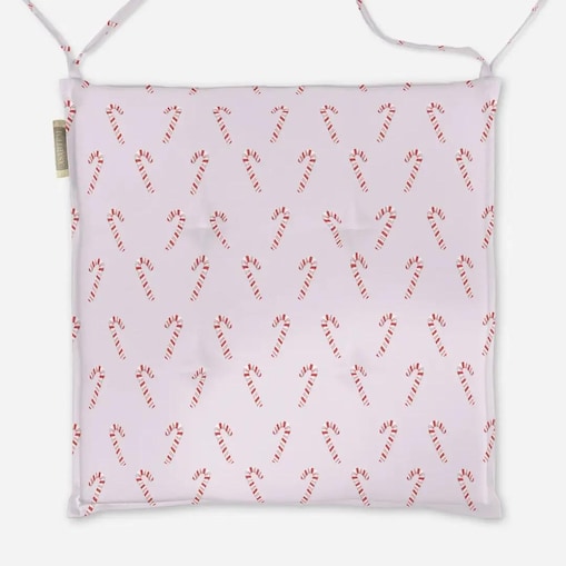 Poduszka świąteczna na krzesło - Laski świąteczne - róż