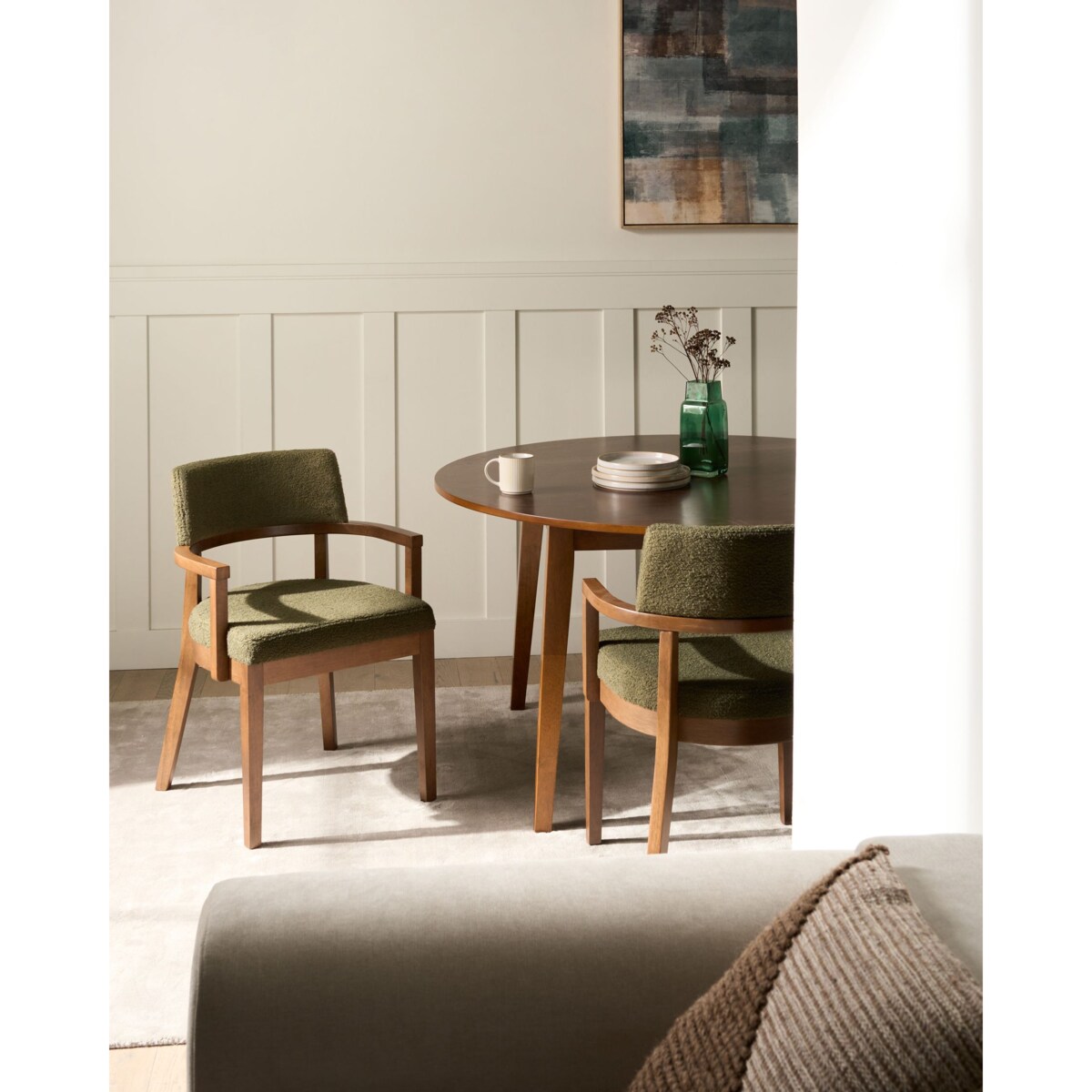 Zestaw 2 krzeseł do jadalni DALBO Boucle Ciemny brąz/ zielony