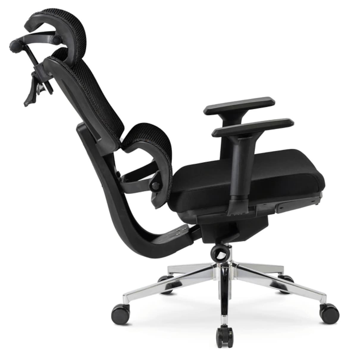 Fotel biurowy obrotowy ergonomiczny z podnóżkiem czarny DELSIN