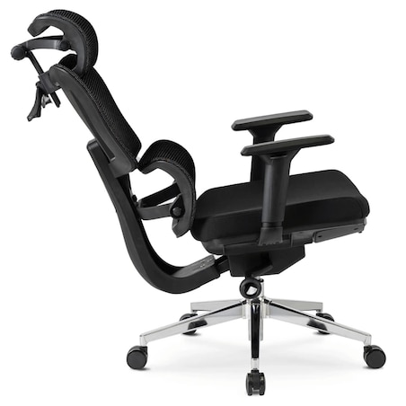 Fotel biurowy obrotowy ergonomiczny z podnóżkiem czarny DELSIN