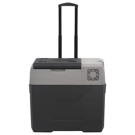vidaXL Lodówka na kółkach, z zasilaczem, czarno-szara, 40 L, PP