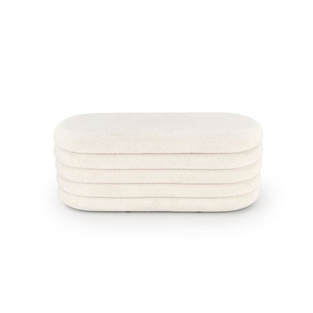 ŁAWKA ZE SCHOWKIEM Lessi kremowa TKANINA BOUCLE owalna