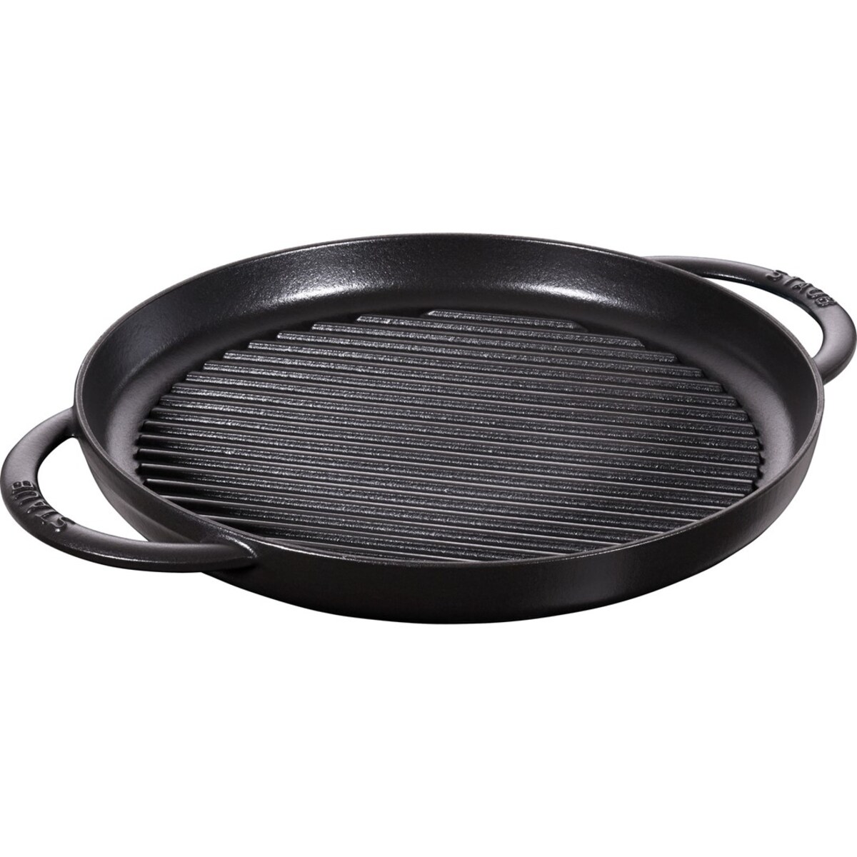 STAUB Okrągła patelnia żeliwna grillowa z dwoma uchwytami 30 cm, czarny