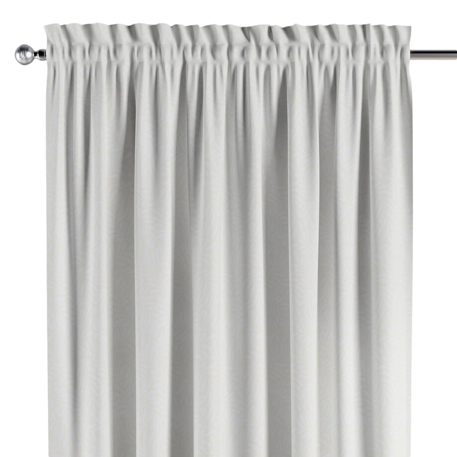 Zasłona na kanale z grzywką 1 szt. 130x260 śmietankowa biel, listki