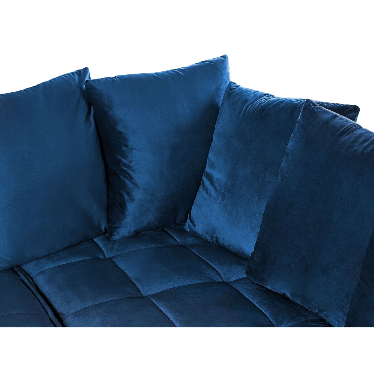 Narożnik welurowy lewostronny niebieski GRENA