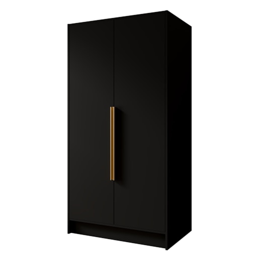 Szafa 100 gładka ORTO bez lustra ze złotymi uchwytami, czarna
