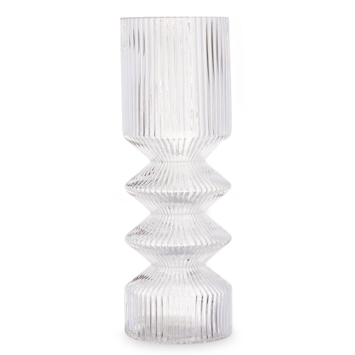 Szklany wazon tuba ryflowane szkło, 8 x 23 cm