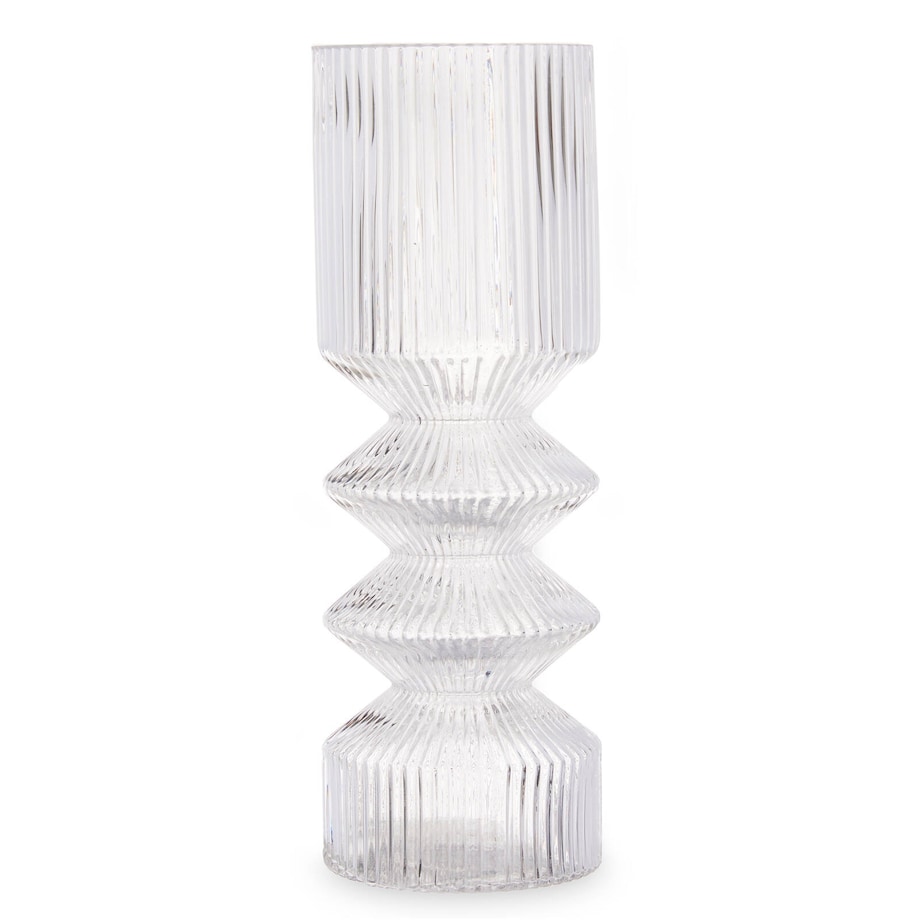 Szklany wazon tuba ryflowane szkło, 8 x 23 cm