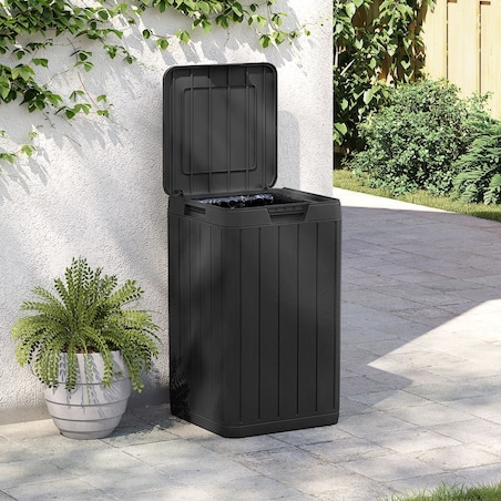 vidaXL Zewnętrzny kosz na śmieci, antracytowy, 38x38x65 cm, PP