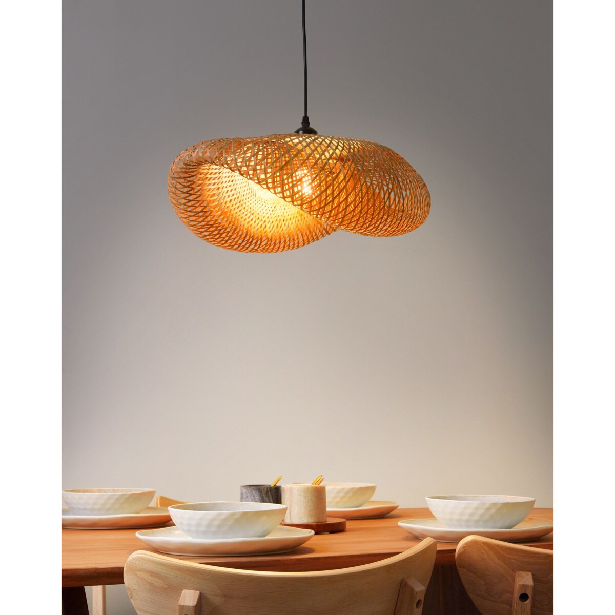 Lampa wisząca BALHA Drewno bambusowe Naturalny
